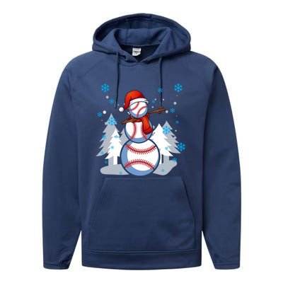 Dabbing Baseball Snow Christmas Funny Dab Ball Gift Performance Fleece Hoodie