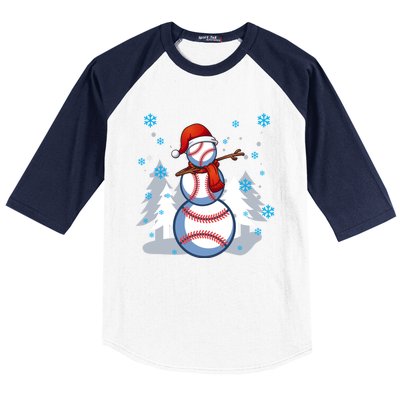 Dabbing Baseball Snow Christmas Funny Dab Ball Gift Baseball Sleeve Shirt