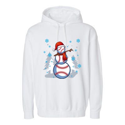 Dabbing Baseball Snow Christmas Funny Dab Ball Gift Garment-Dyed Fleece Hoodie