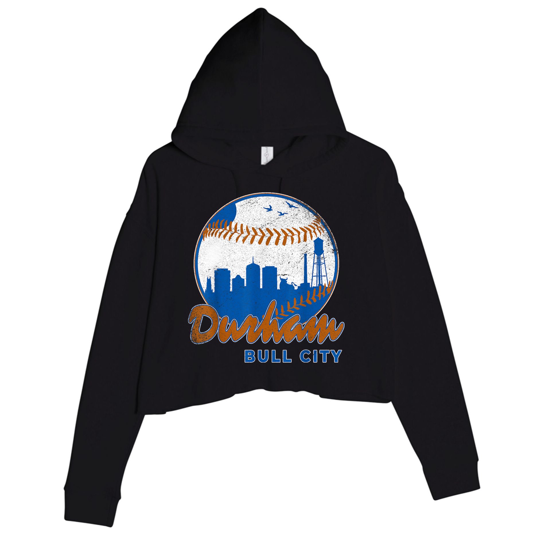 Durham Baseball Skyline Classic Bull City North Carolina Crop Fleece Hoodie
