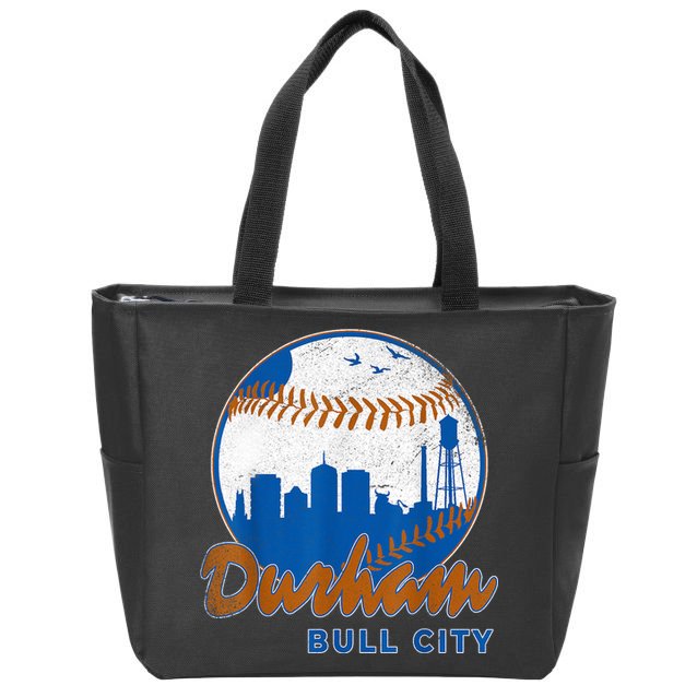 Durham Baseball Skyline Classic Bull City North Carolina Zip Tote Bag