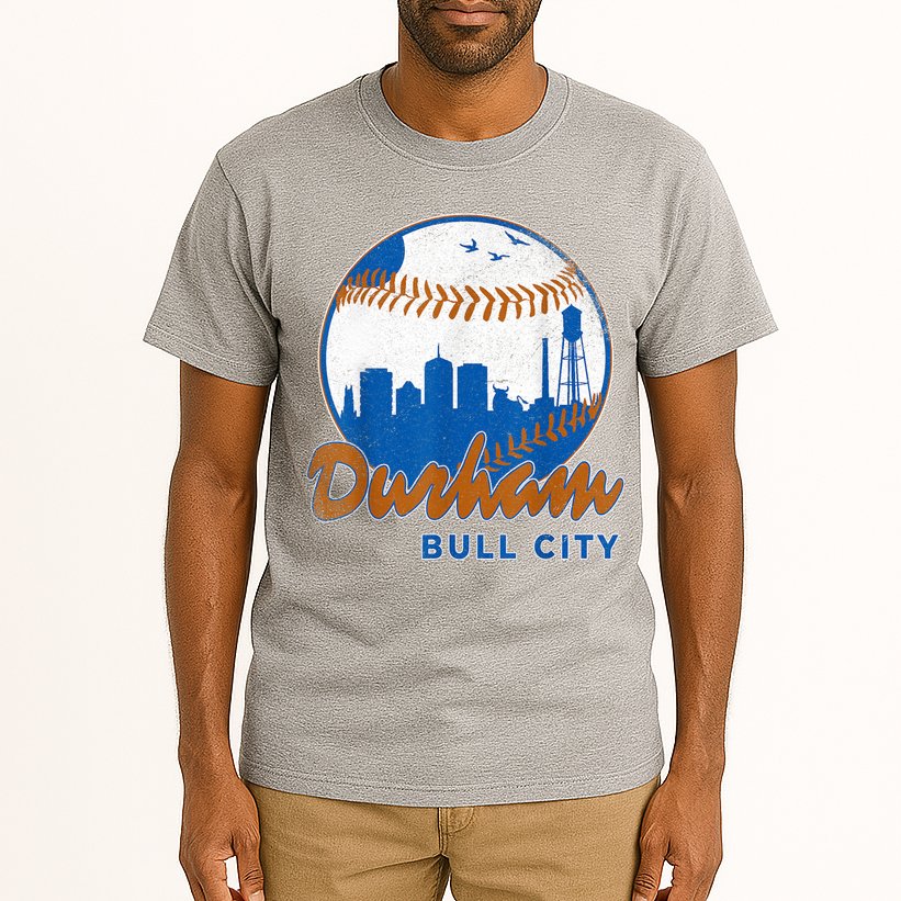 Durham Baseball Skyline Classic Bull City North Carolina Tall T-Shirt