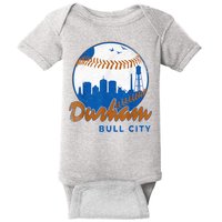 Durham Baseball Skyline Classic Bull City North Carolina Baby Bodysuit