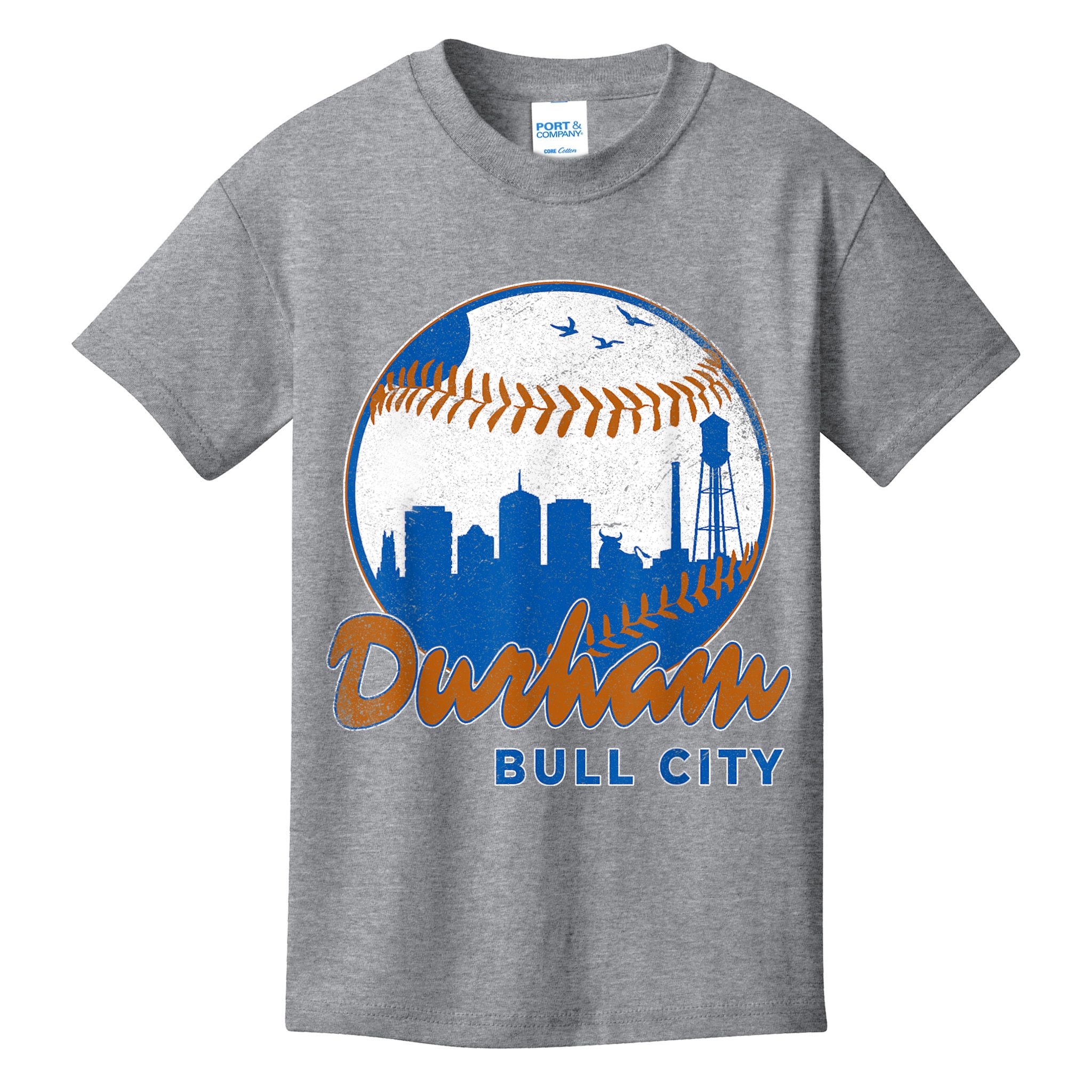 Durham Baseball Skyline Classic Bull City North Carolina Kids T-Shirt