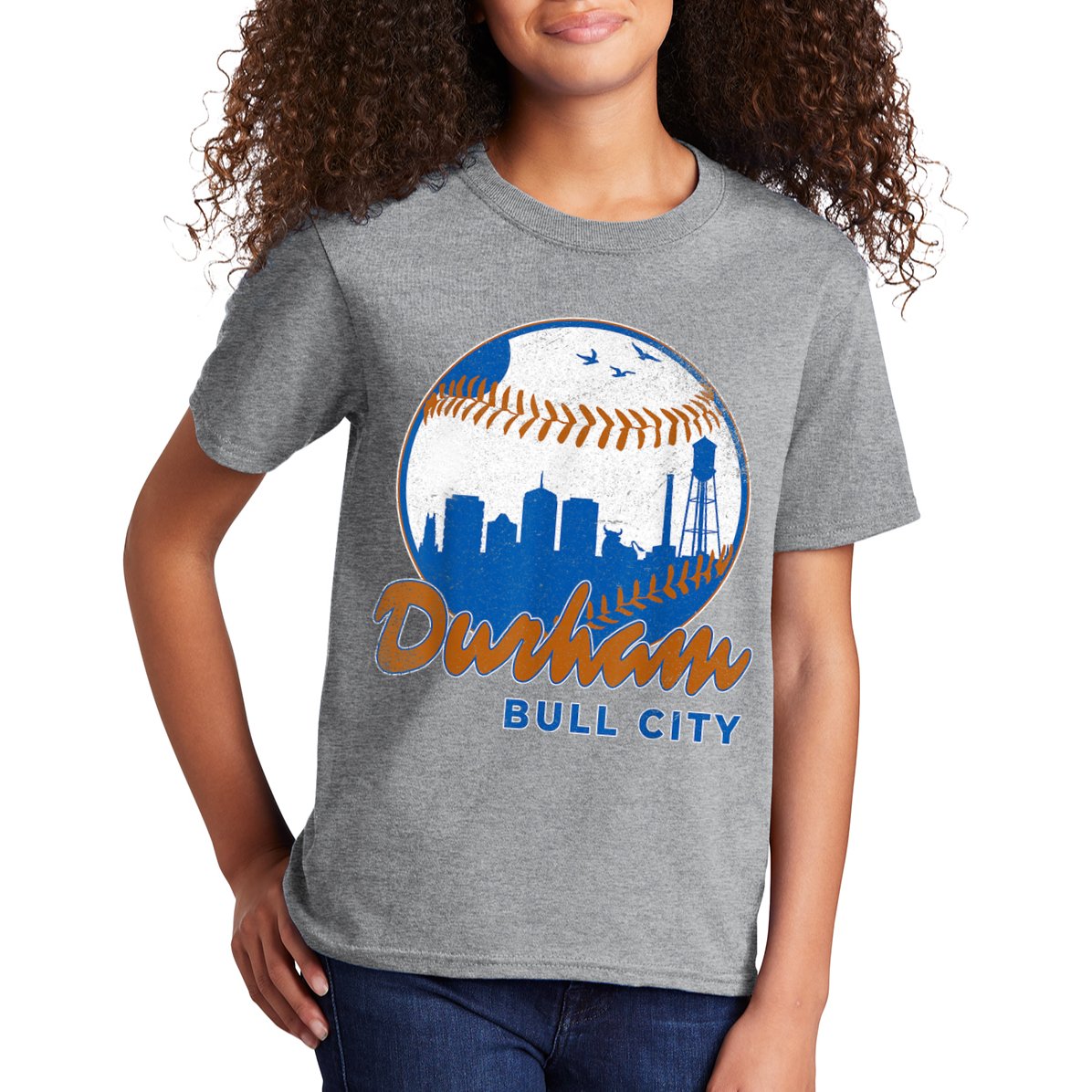 Durham Baseball Skyline Classic Bull City North Carolina Kids T-Shirt