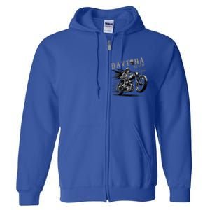 Daytona Beach Skeleton Rider Motorcycle Bike Week Full Zip Hoodie