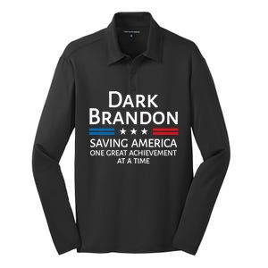 Dark Brandon Saving America Funny Joe Biden Silk Touch Performance Long Sleeve Polo