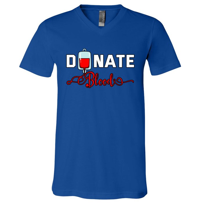 Donate Blood Saved Life National Blood Donor Awareness Month Gift V-Neck T-Shirt