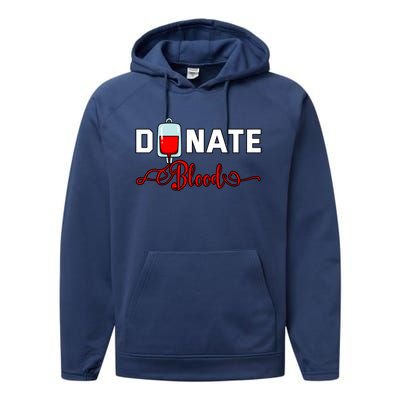 Donate Blood Saved Life National Blood Donor Awareness Month Gift Performance Fleece Hoodie