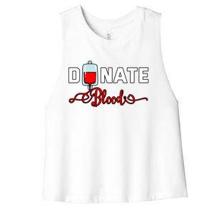 Donate Blood Saved Life National Blood Donor Awareness Month Gift Women's Racerback Cropped Tank