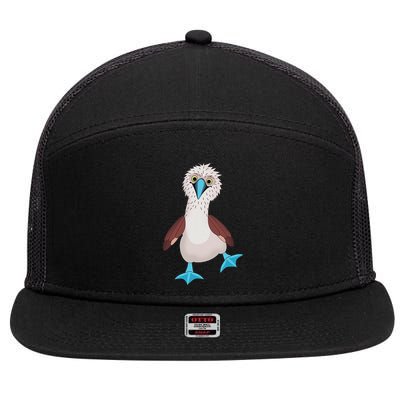 Dancing Booby Sea Bird Footed Blue Feet Drawing 7 Panel Mesh Trucker Snapback Hat
