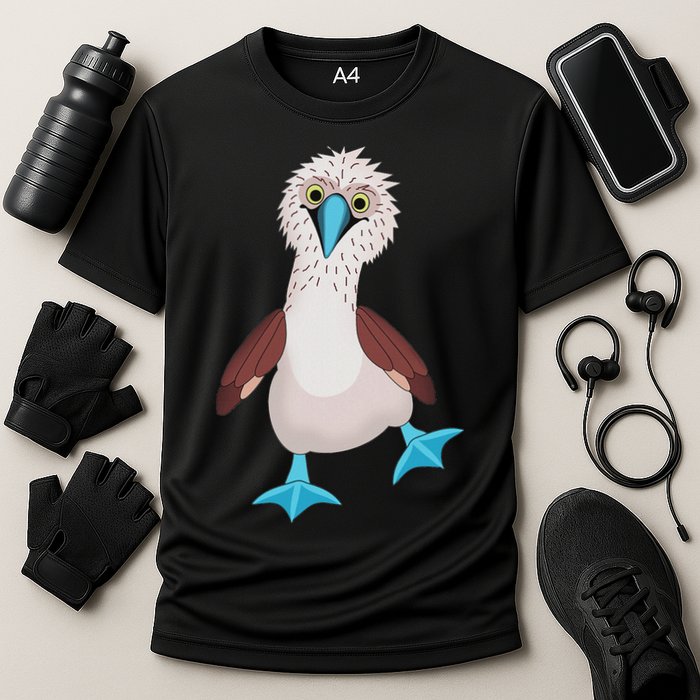 Dancing Booby Sea Bird Footed Blue Feet Drawing Cooling Performance Crew T-Shirt
