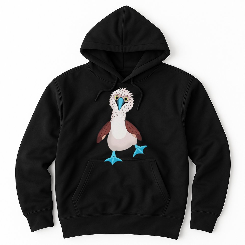 Dancing Booby Sea Bird Footed Blue Feet Drawing Hoodie