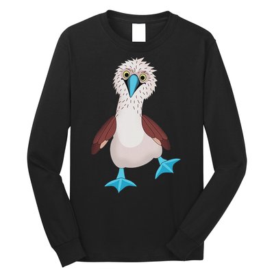 Dancing Booby Sea Bird Footed Blue Feet Drawing Long Sleeve Shirt