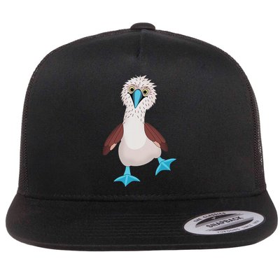 Dancing Booby Sea Bird Footed Blue Feet Drawing Flat Bill Trucker Hat
