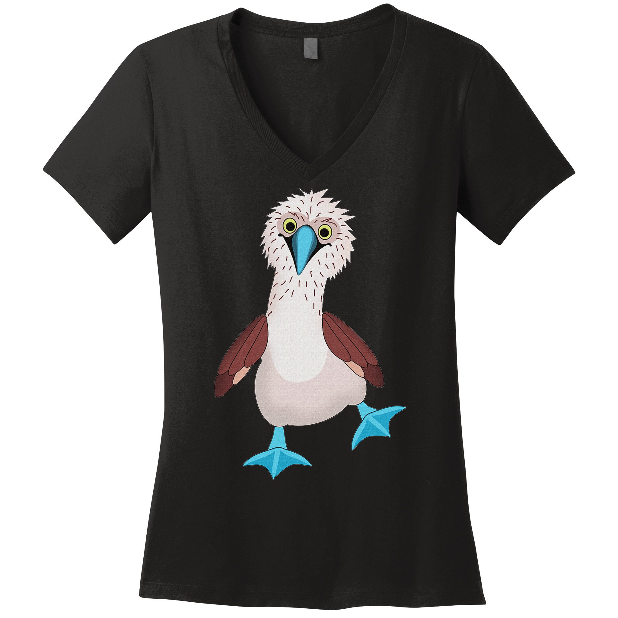 Dancing Booby Sea Bird Footed Blue Feet Drawing Women's V-Neck T-Shirt