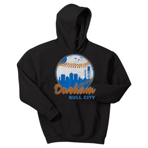 Durham Baseball Skyline Classic Bull City North Carolina Kids Hoodie