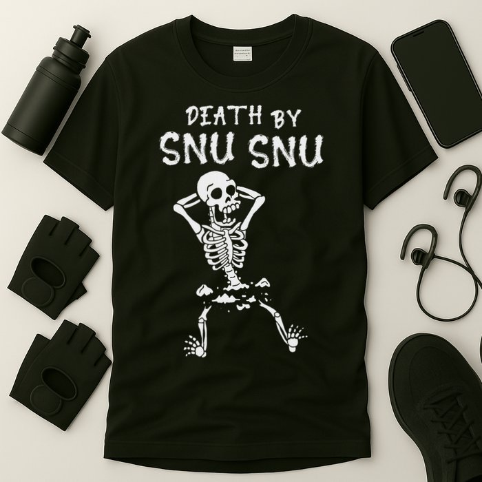 Death By Snu Snu Skeleton Funny Broken Bone T-Shirt