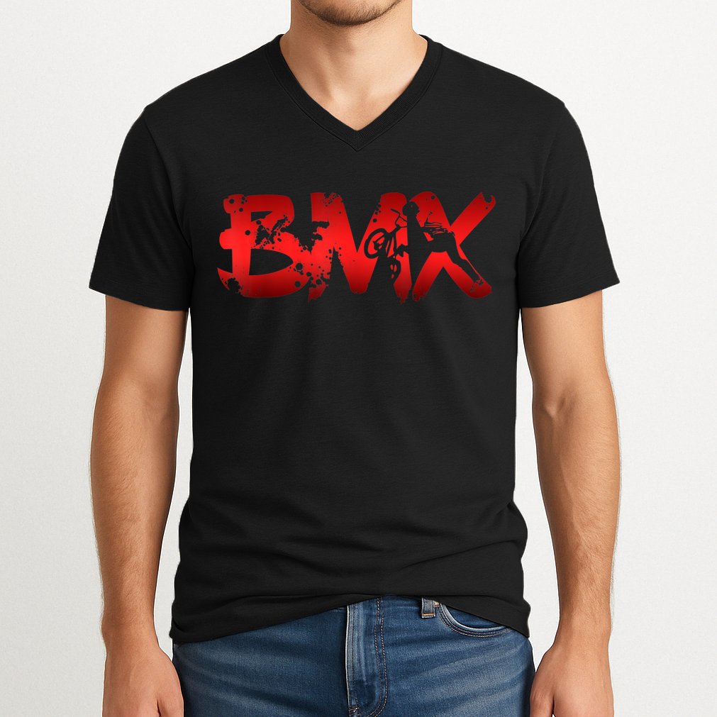 Distressed BMX Shirt For Men Women Kids & Bike Riders TShirt V-Neck T-Shirt