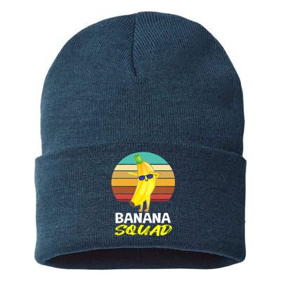 Dancing Banana Squad Funny Retro Vintage Sustainable Knit Beanie