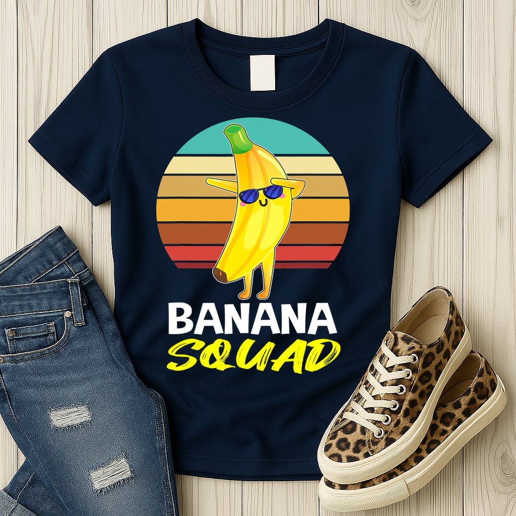 Dancing Banana Squad Funny Retro Vintage Womens T-Shirt
