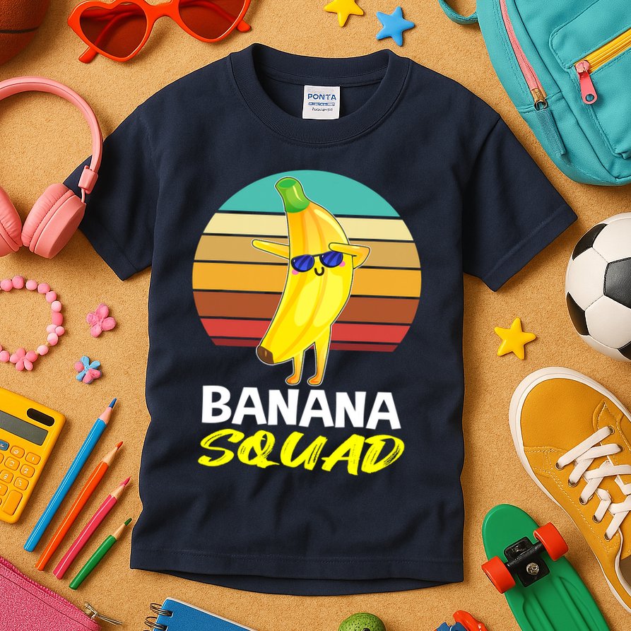 Dancing Banana Squad Funny Retro Vintage Kids T-Shirt