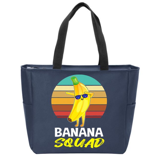 Dancing Banana Squad Funny Retro Vintage Zip Tote Bag