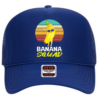 Dancing Banana Squad Funny Retro Vintage High Crown Mesh Back Trucker Hat