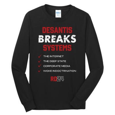 Desantis Breaks Systems The Internet The Deep State Corporate Media Woke Tall Long Sleeve T-Shirt