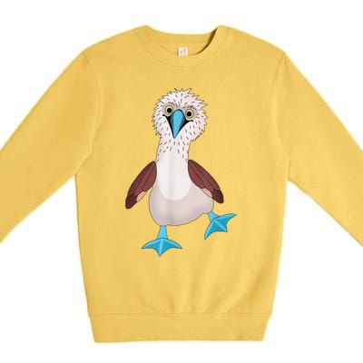 Dancing Booby Sea Bird Footed Blue Feet Drawing Premium Crewneck Sweatshirt