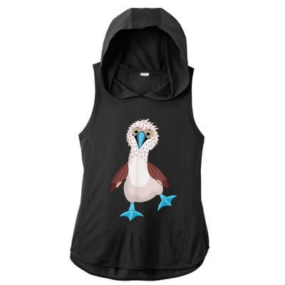 Dancing Booby Sea Bird Footed Blue Feet Drawing Ladies PosiCharge Tri-Blend Wicking Draft Hoodie Tank