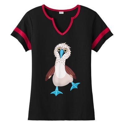 Dancing Booby Sea Bird Footed Blue Feet Drawing Ladies Halftime Notch Neck Tee