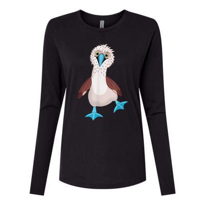 Dancing Booby Sea Bird Footed Blue Feet Drawing Womens Cotton Relaxed Long Sleeve T-Shirt