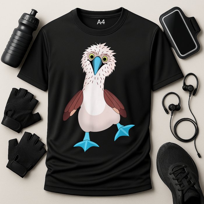 Dancing Booby Sea Bird Footed Blue Feet Drawing Cooling Performance Crew T-Shirt