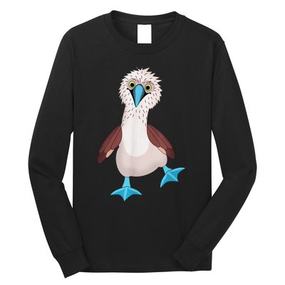 Dancing Booby Sea Bird Footed Blue Feet Drawing Long Sleeve Shirt