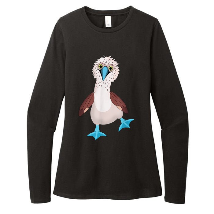 Dancing Booby Sea Bird Footed Blue Feet Drawing Womens CVC Long Sleeve Shirt