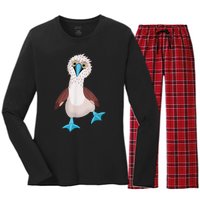 Dancing Booby Sea Bird Footed Blue Feet Drawing Women's Long Sleeve Flannel Pajama Set 