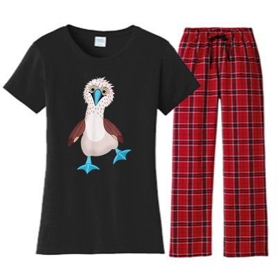 Dancing Booby Sea Bird Footed Blue Feet Drawing Women's Flannel Pajama Set