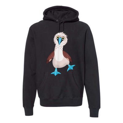 Dancing Booby Sea Bird Footed Blue Feet Drawing Premium Hoodie