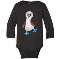 Dancing Booby Sea Bird Footed Blue Feet Drawing Baby Long Sleeve Bodysuit