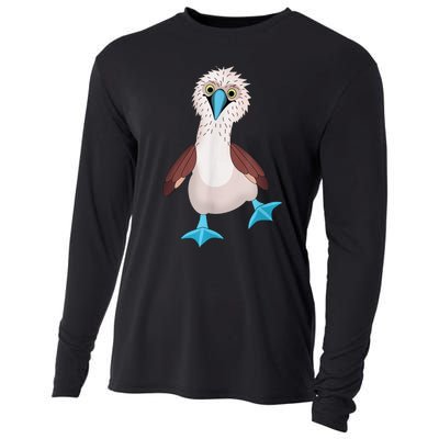 Dancing Booby Sea Bird Footed Blue Feet Drawing Cooling Performance Long Sleeve Crew