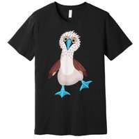 Dancing Booby Sea Bird Footed Blue Feet Drawing Premium T-Shirt