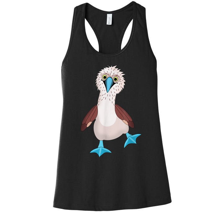 Dancing Booby Sea Bird Footed Blue Feet Drawing Women's Racerback Tank