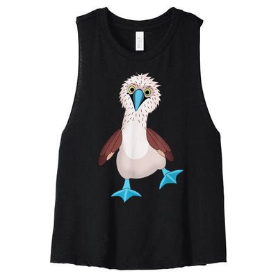 Dancing Booby Sea Bird Footed Blue Feet Drawing Women's Racerback Cropped Tank