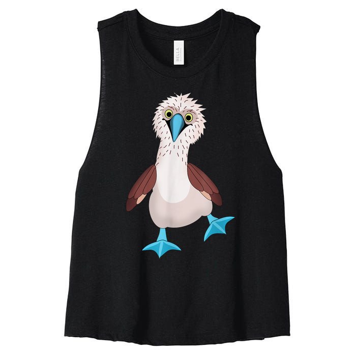 Dancing Booby Sea Bird Footed Blue Feet Drawing Women's Racerback Cropped Tank