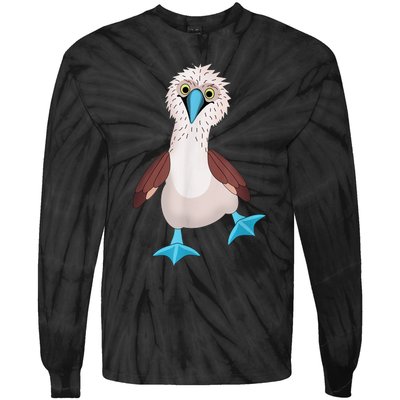 Dancing Booby Sea Bird Footed Blue Feet Drawing Tie-Dye Long Sleeve Shirt