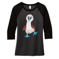 Dancing Booby Sea Bird Footed Blue Feet Drawing Women's Tri-Blend 3/4-Sleeve Raglan Shirt