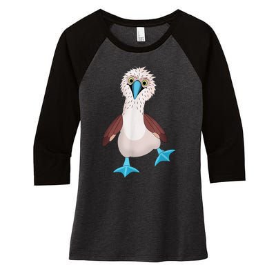 Dancing Booby Sea Bird Footed Blue Feet Drawing Women's Tri-Blend 3/4-Sleeve Raglan Shirt