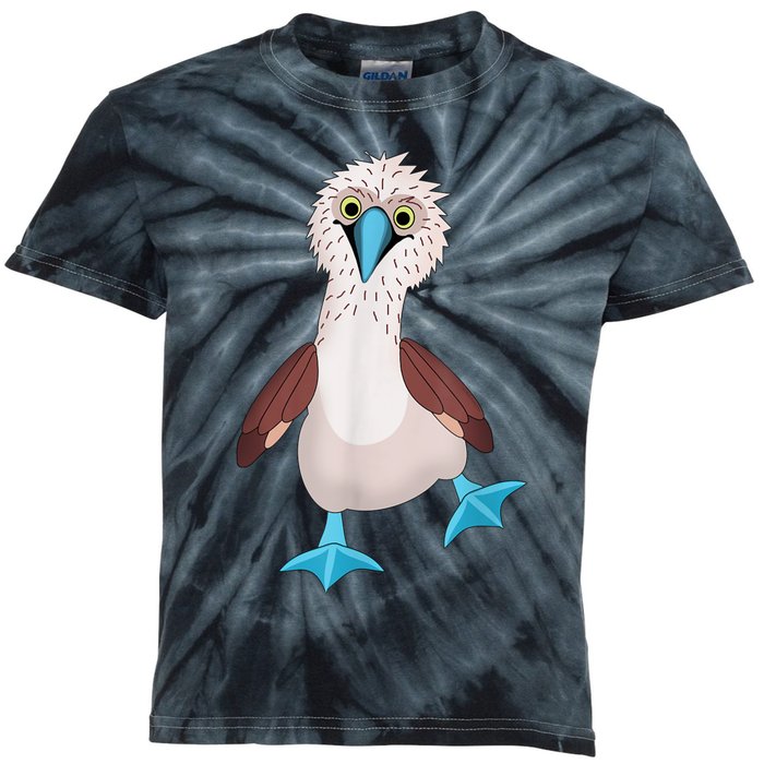 Dancing Booby Sea Bird Footed Blue Feet Drawing Kids Tie-Dye T-Shirt