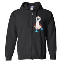 Dancing Booby Sea Bird Footed Blue Feet Drawing Full Zip Hoodie